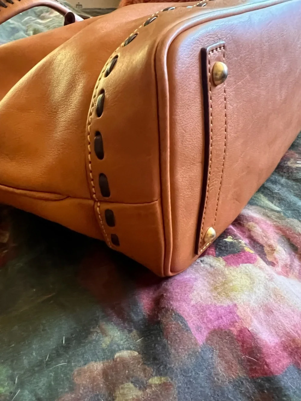 Dooney & Bourke Florentine Large Toggle Sac Hobo bag w/whipstitch details